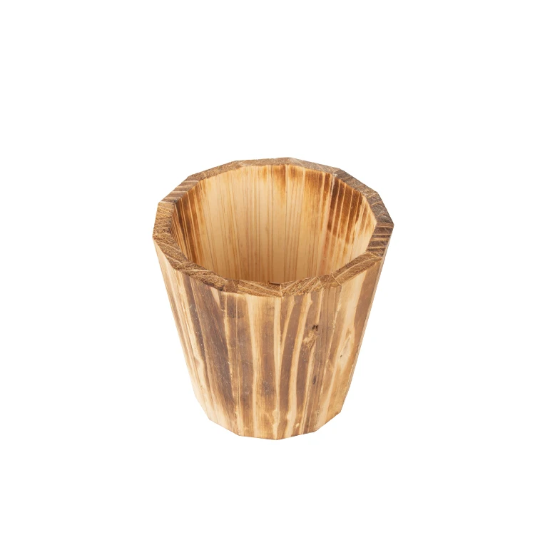 Garden Wooden Barrel Set of 3 Indoor Outdoor Wine Barrel Whiskey Planters Wooden Planter Wooden Bucket