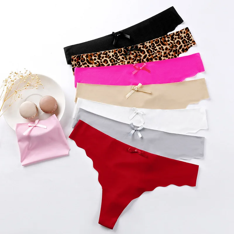 1827 Low Rise Ice Silk Sexy Girls Seamless Thong Panties for Women Underwear Seamless Thongs