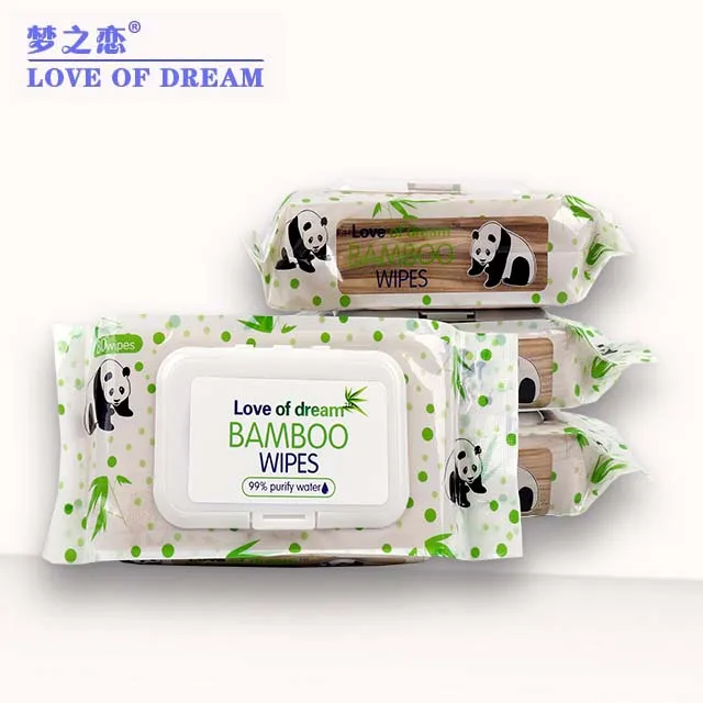 Custom wet wipes in bamboo Natural Alcohol Free Bamboo Disposable Hand Mouth baby bamboo wet wipes