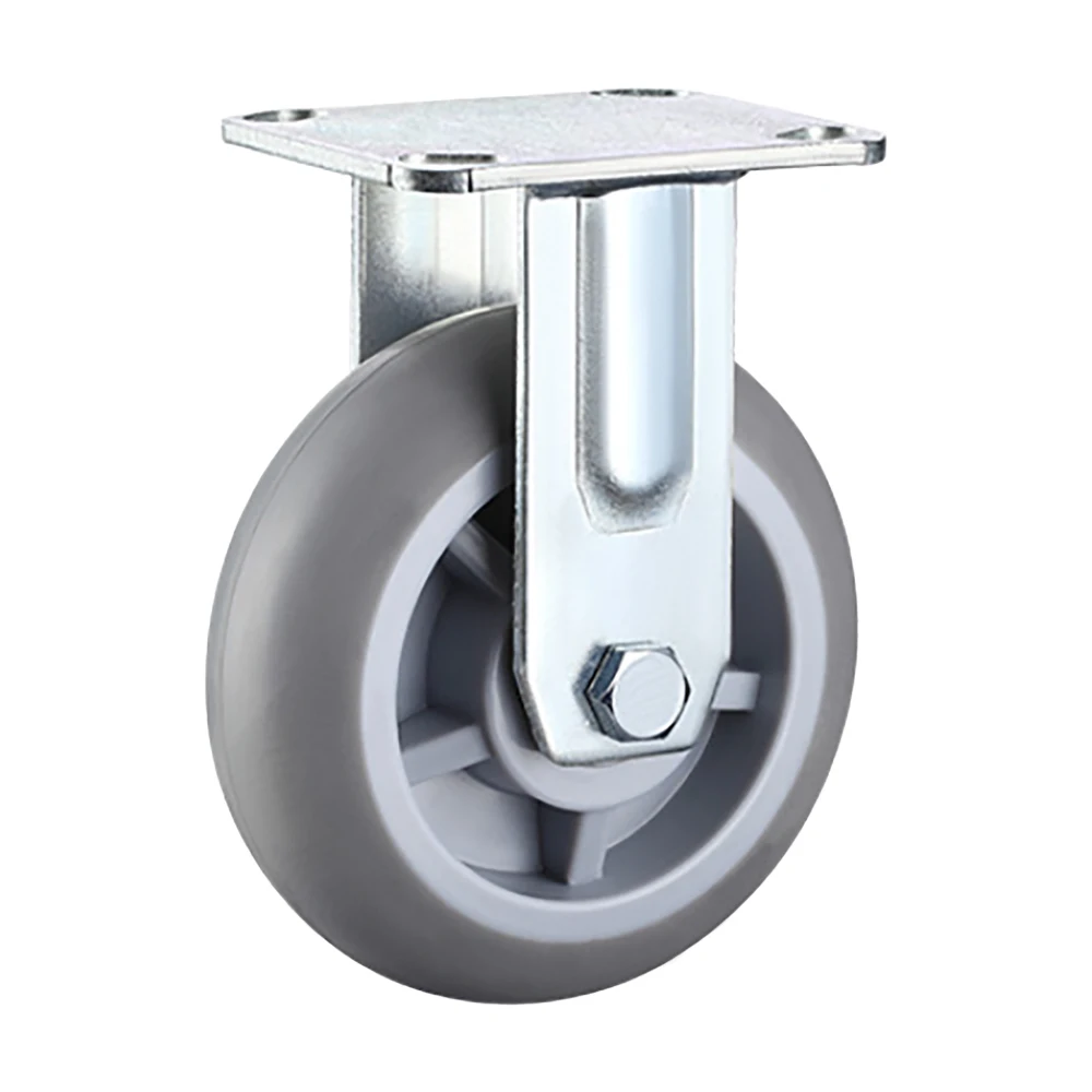 TPR 8 inch  heavy duty grey low noise 300 kg 661 lb bearing rubber caster casters and wheel without lock