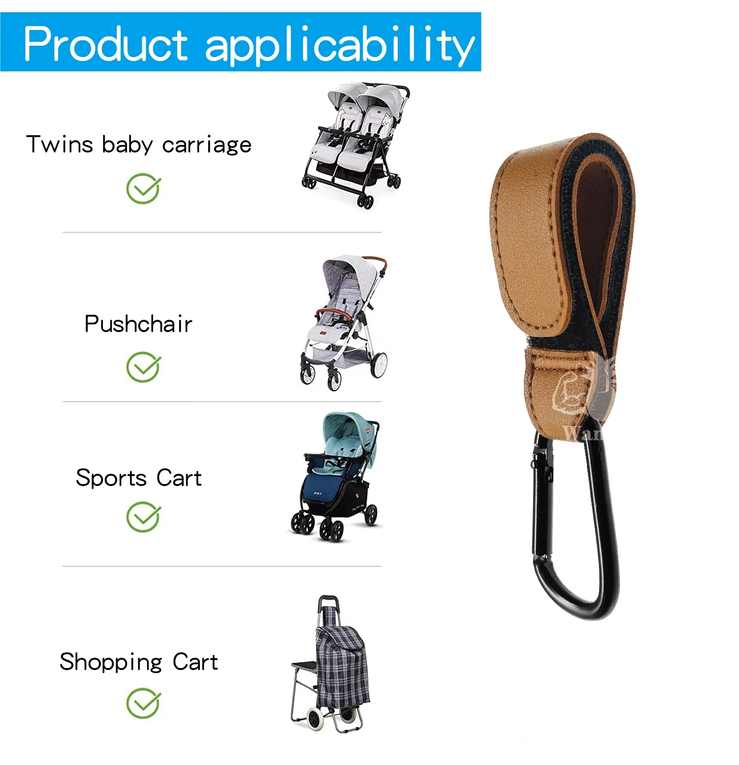 Baby Bag Stroller Hook Soft PU Leather Baby Car Bag Stroller Organizer Travel Accessories Baby Cart Hanger Hook