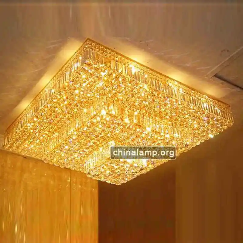  Современный квадратный потолочный светильник с кристаллами для
