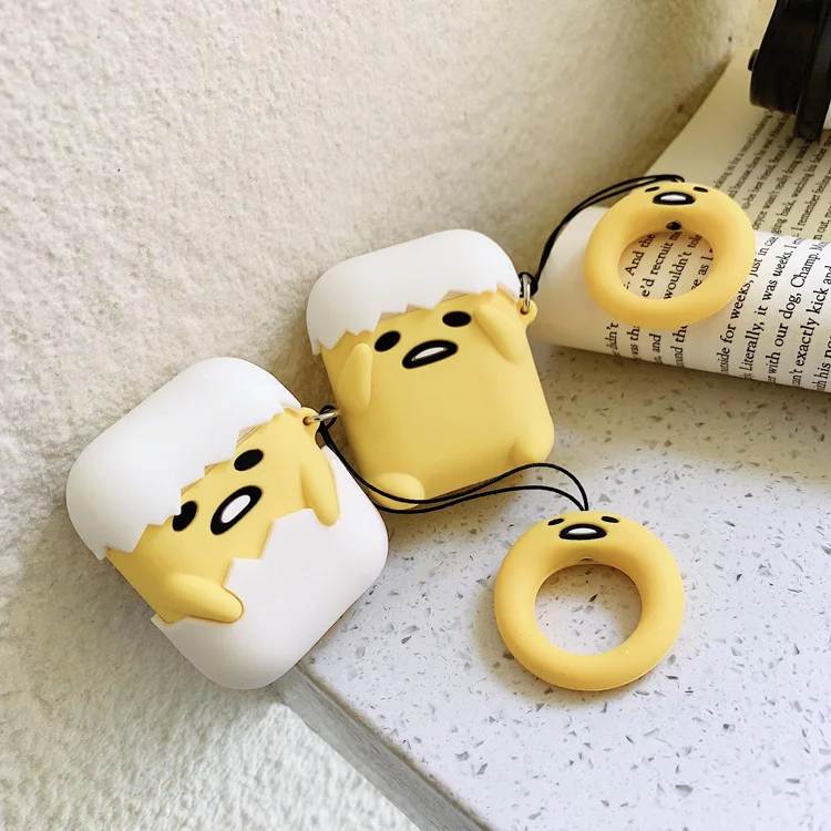 2021 high quality popular case soft silicone  with lifting rope protective case 3D Anti-fall lazy egg cartoon case for airpods