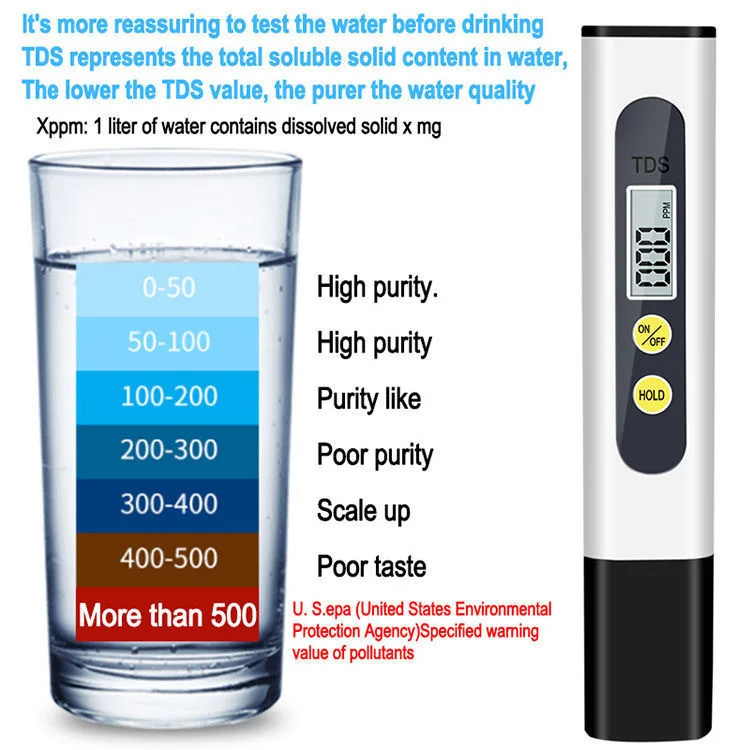 Water Pentype EC Meter Testers for Drinking Water NPT-CD501 TDS EC Water Quality Test TDS PH EC Temp Meter Pen for Hydroponics