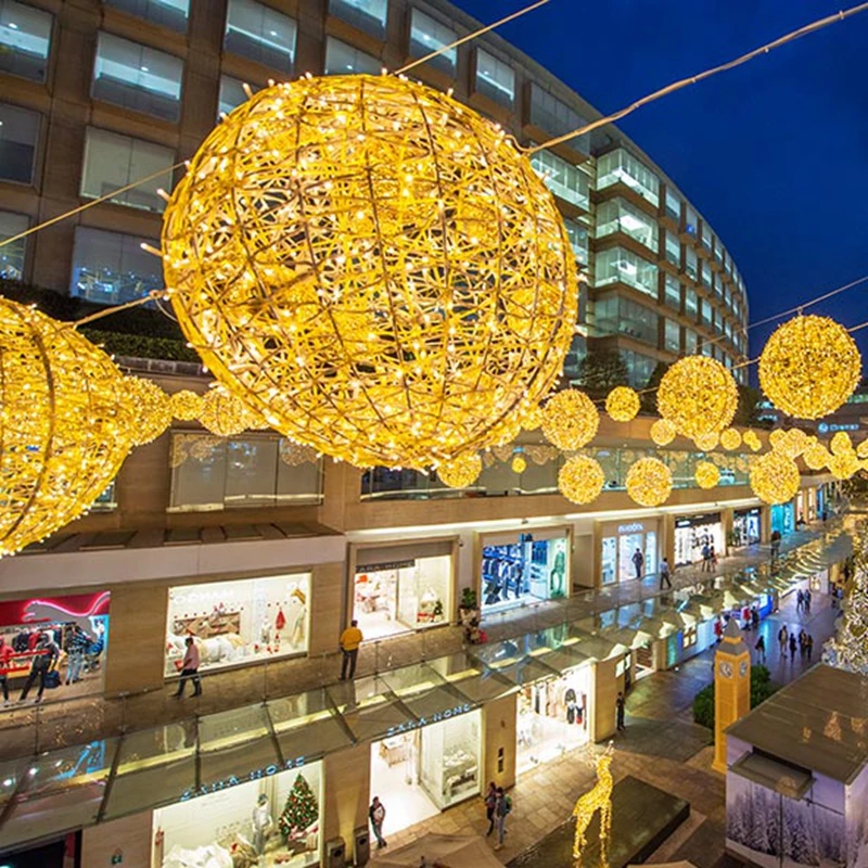 3D Outdoor Shopping Center Waterproof Light Ball Shape Large Christmas Led String Light
