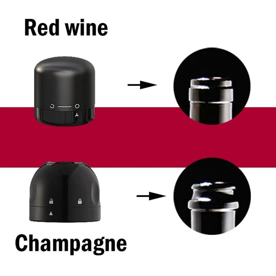 Kit 2 Vacuum Pressure Stopper Caps For Wine and Champagne Bottles Drinks Bottles in General