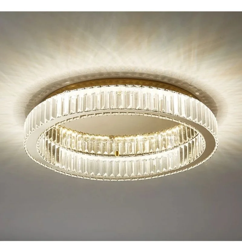Modern Creative Crystal Round Ceiling Chandelier for Living Room Bedroom Decorative Led Indoor Lighting Fixture