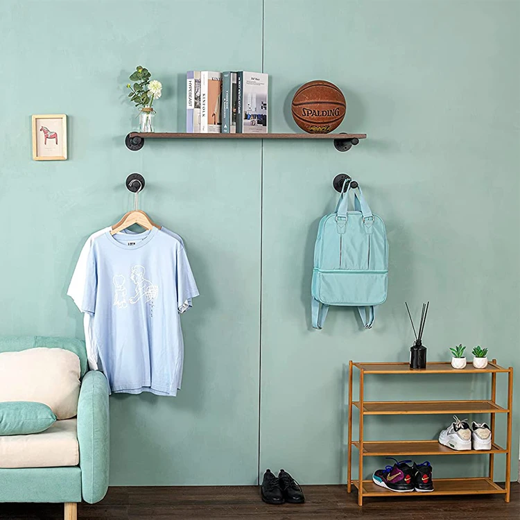 8 inch 3 pcs Black Steel Industrial DIY Pipe Shelf Bracket  Wood Floating Shelf Vintage Look Rustic Pipe Decor Wall Mount