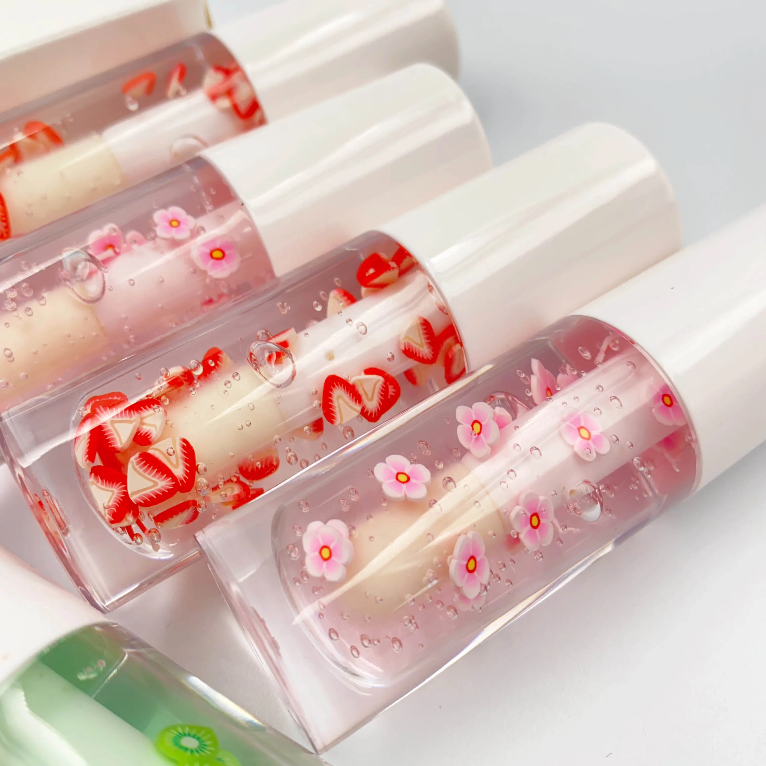16 colors Vegan Crystal Makeup Lip Gloss with Fruit Flavor Cute Colorful Lip Oil Featuring Your Logo