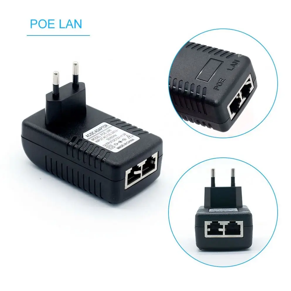 POE инжектор AC220V к DC12V 2A DC48V 0.5A Power Supply Over Ethernet Инжектор адаптер EU/UK/US на
