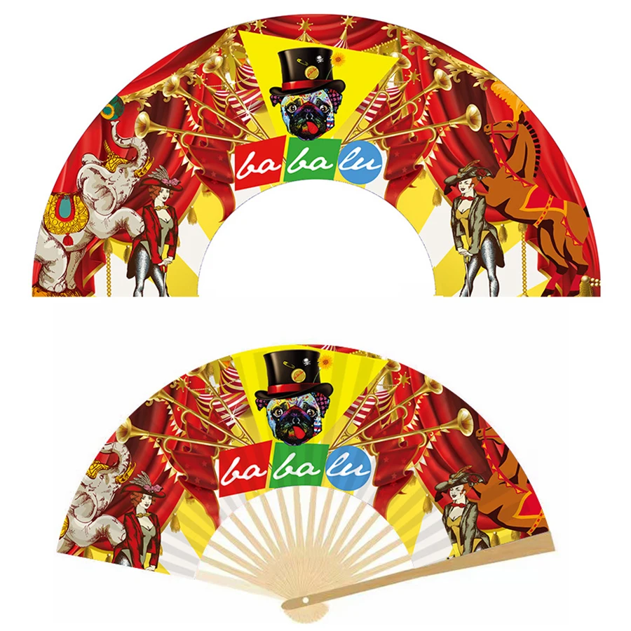 Bamboo customized custom Printed logo wooden Folding paper Hand Held fans party wedding decoration personalized custom hand fan