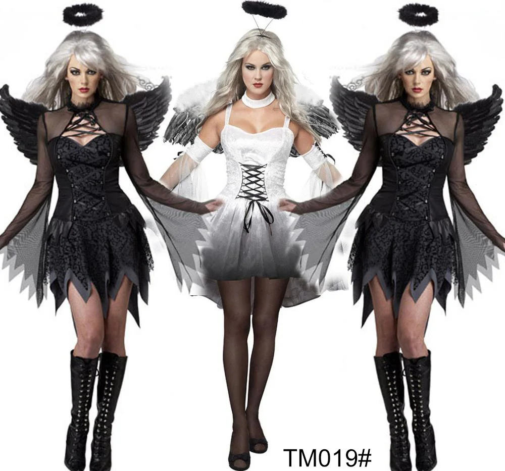 Halloween Costumes Adults Ghost Costume Witch Dress Black Angel Sexy Cosplay Vampire Costume Woman Party Carnival Clothes