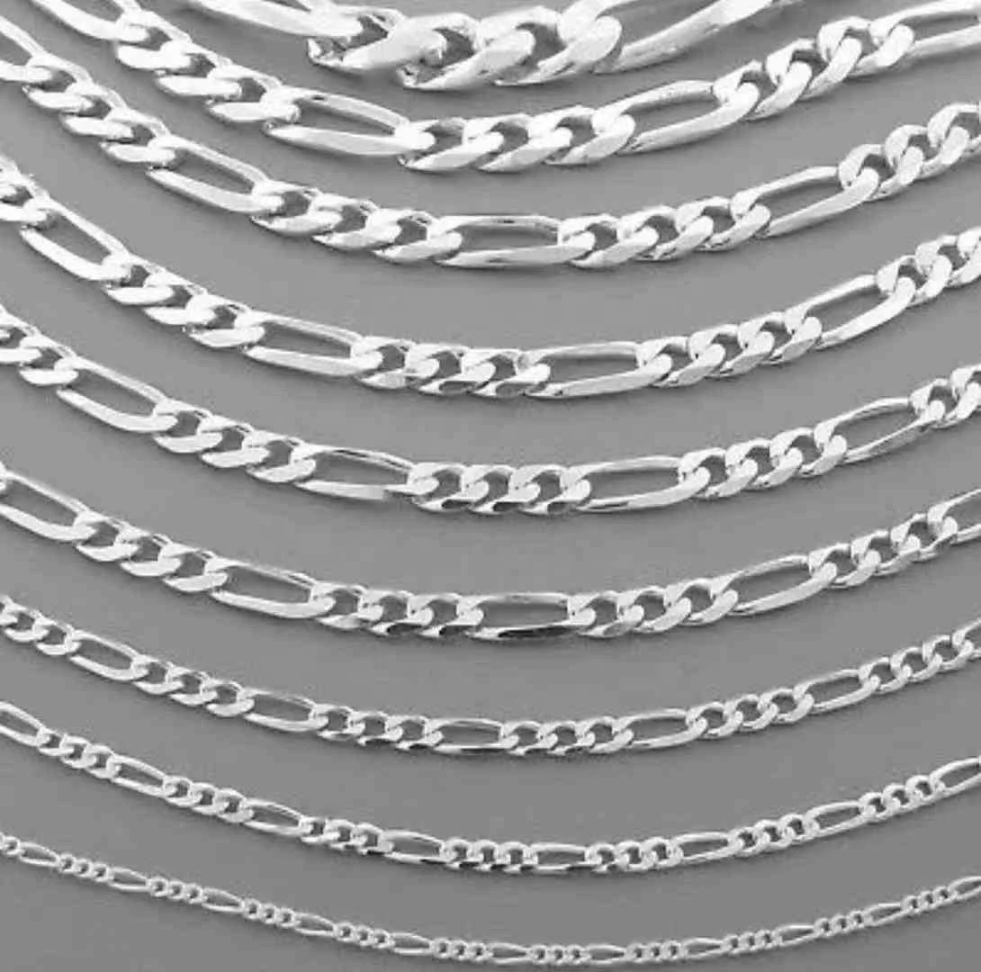 Wholesale trade; Bestseller; 925 Silver Men's Chain Male 8mm and Figaro Braided Chain Sterling Silver Hip Hop Semi-finish Chain