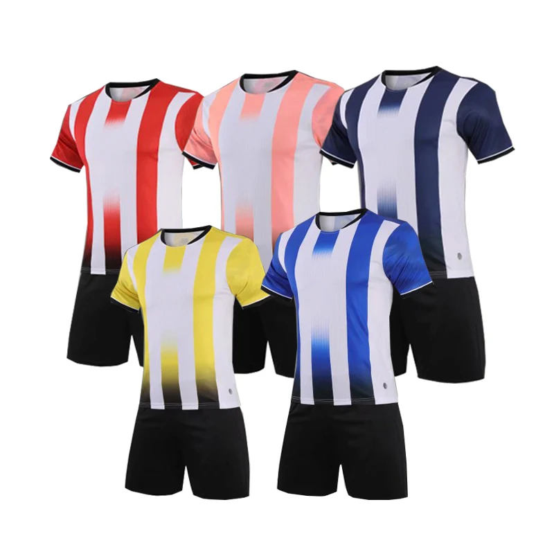 2022 High Quality Plain Soccer Uniform Youth Stripe Soccer Uniform Football Shirts