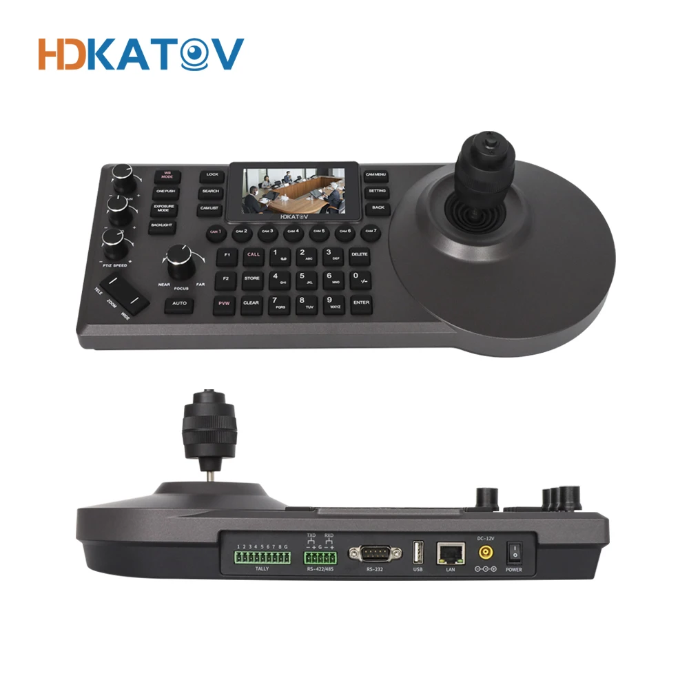 NDI PTZ Camera Joystick Controller, 4D PTZ Keyboard onvif PELCO D/P RS232 RS485 for Video Conference Church Live Streaming