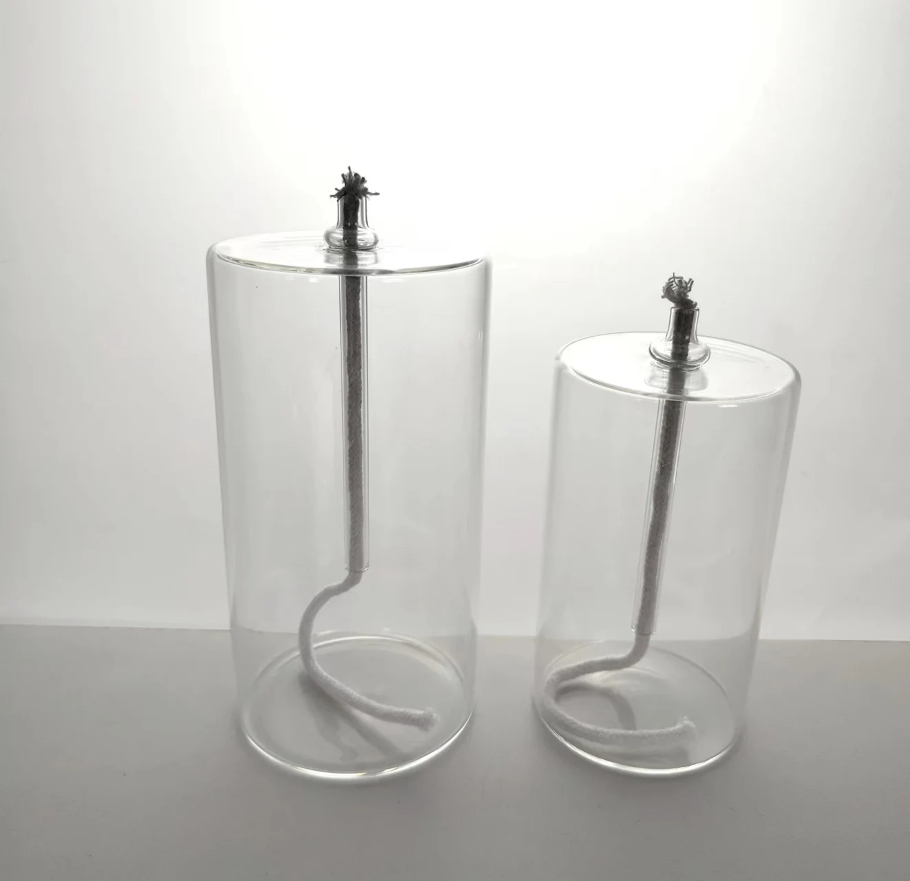 Wholesale Hand Blown Glass Oil Lamps With Wicks Cylinder Oil Lamps Burner Oil Candle Table Top Home Decoration