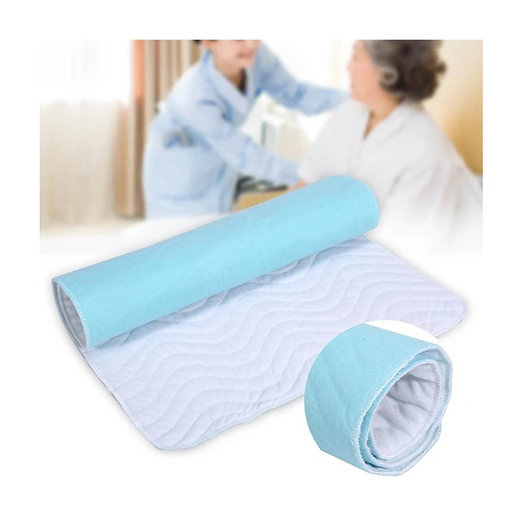 Home Hospital Use Blue Absorbent Incontinence Sustainable Reusable Washable Waterproof Bed Pad For Elderly