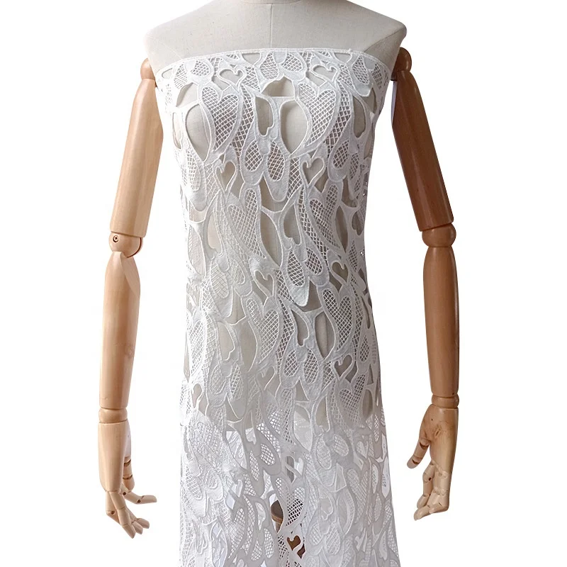 Women white water-soluble high quality guipure lace fabric embroidery in-stock