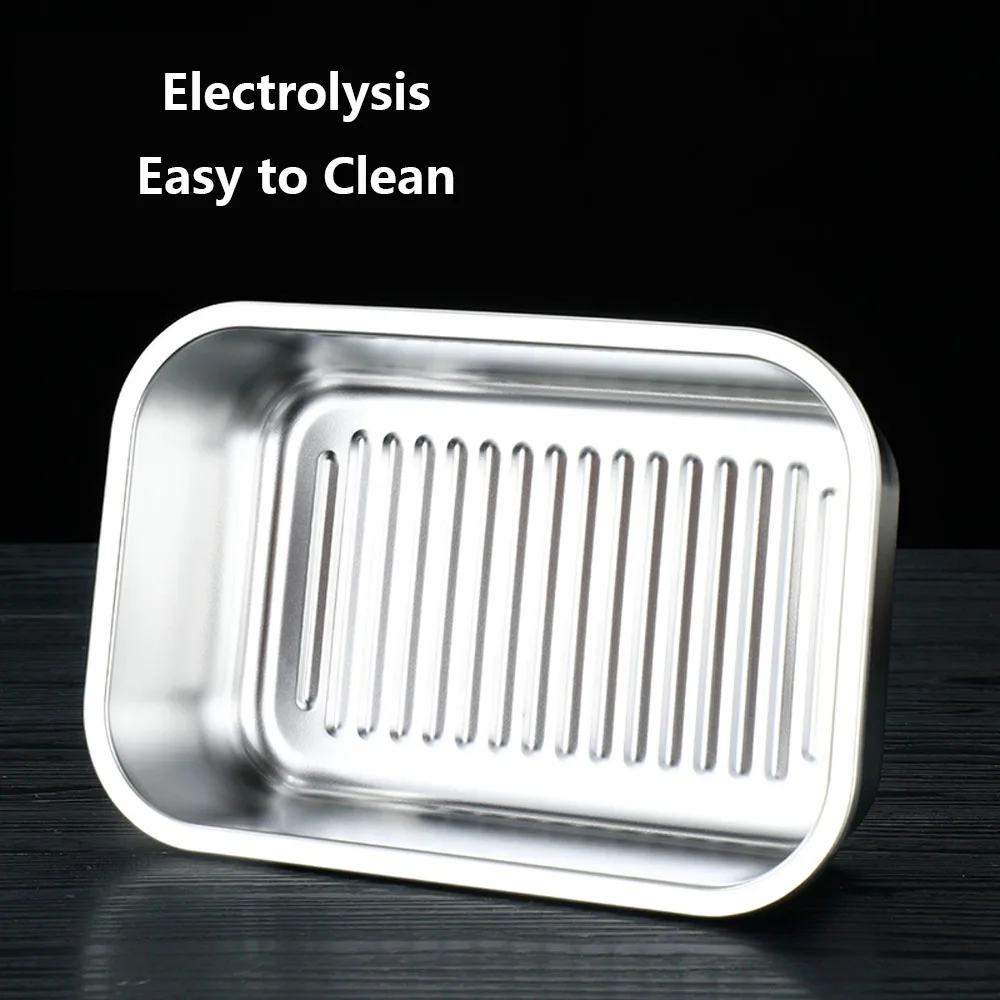 Microwave Oven Safe 304 Rectangle Airtight Lunch Container Fresh Keeping Box with Handle Stainless Steel Food Storage Container