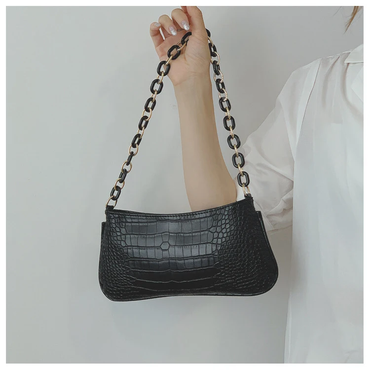 2021 Luxury Crocodile Pattern Crossbody Bags Mini PU Leather Shoulder Bag Women Chain Designer Armpit Bags Female Phone Handbags