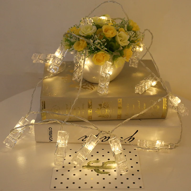 Battery Operated Waterproof Colored led garland card photo clip led string light