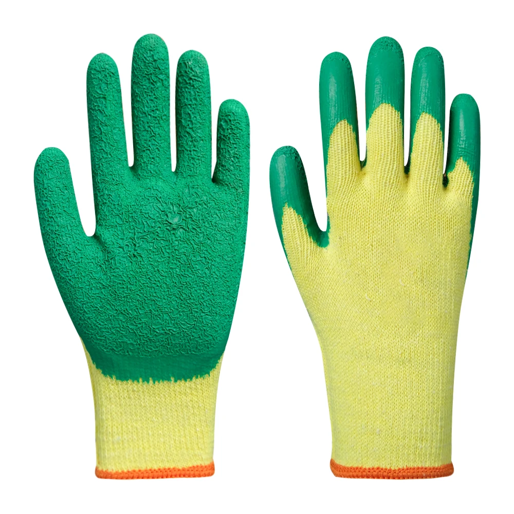 Crinkle Finished Gloves 10 Gauge Polyester Latex palm coated Industrial Household Safety Working Gloves