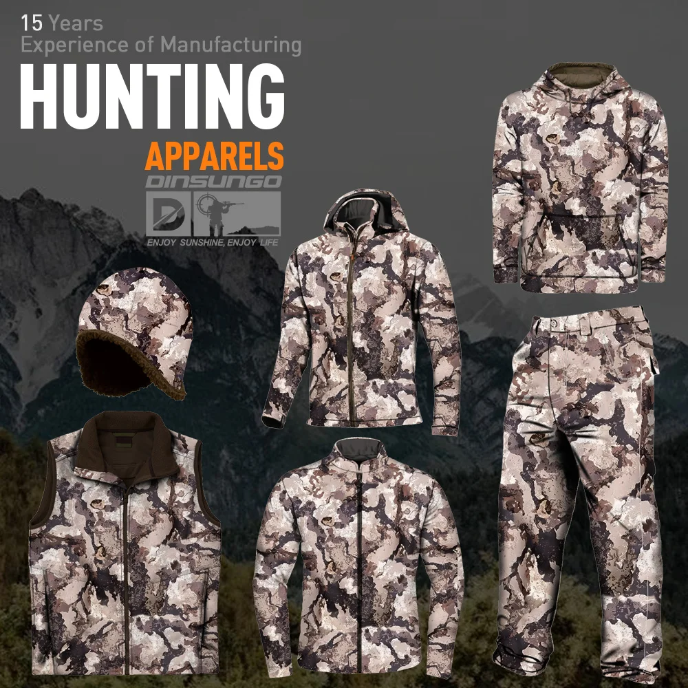 Warm fleece fabric camouflage hunting jacket  wear hunting clothes hunting apparel