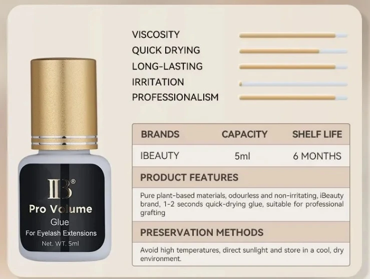 IB(ibeauty) lash extension glue Pro Volume 5ml Lash extension adhesive 1 Seconds 7 weeks Adhesive Glue