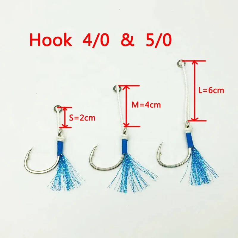 Jetshark 3 Line length 6 Colors Strong  PE Braided Line Saltwater Fishhook Single&Double Assist Slow Jigging Hooks