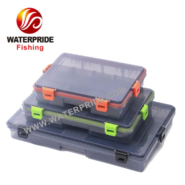 Waterproof Airtight Stowaway Tackle Box Storage Organizer for Fish Lure Fishing Tackle Box with Adjustable Dividers Plastic Gray