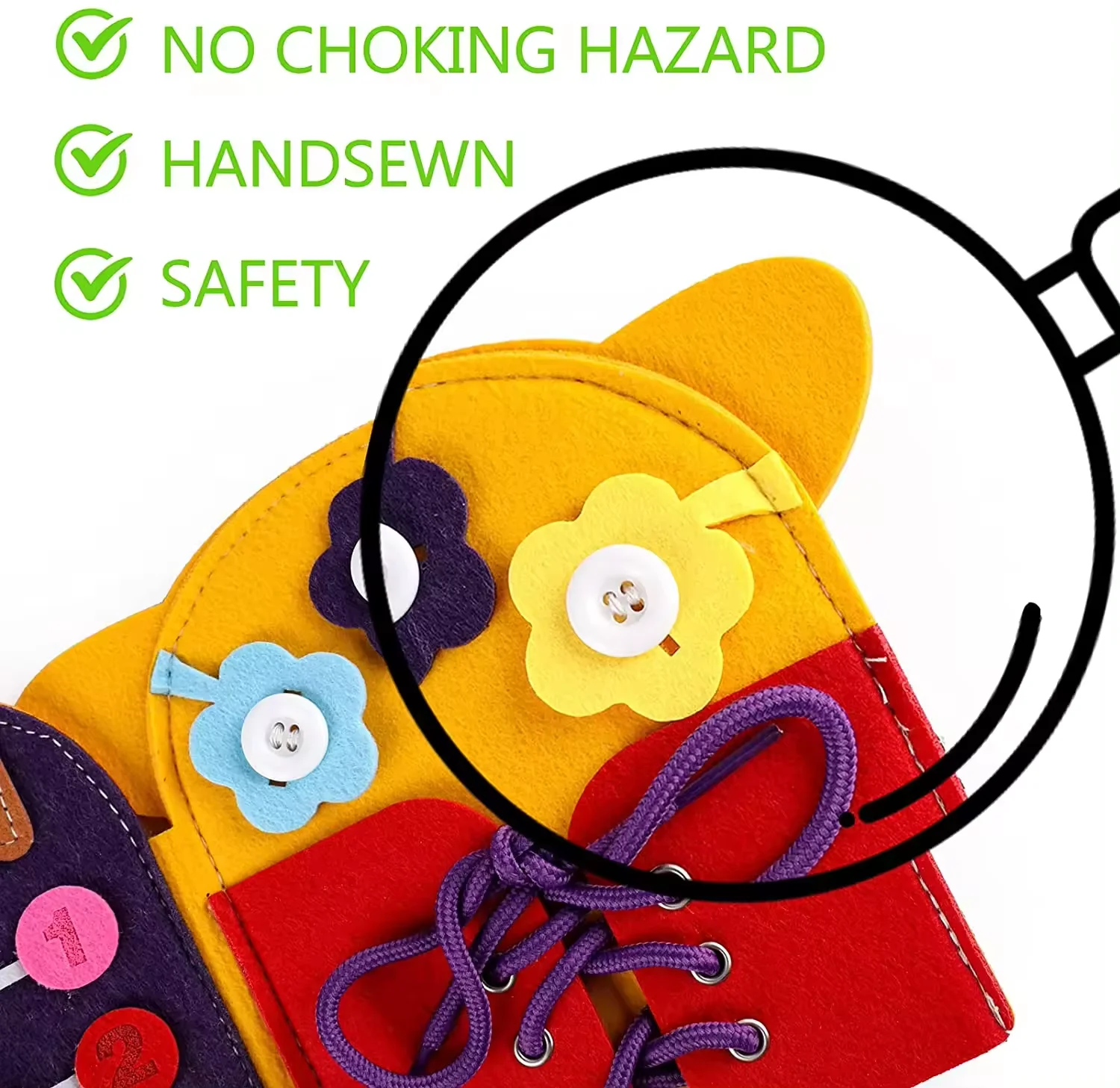 OEM BSCI montessori toy  fabric buzy busy board toddler handmade educational quite book felt my first story book felt materials