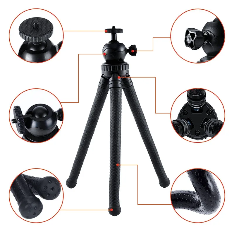 mini pocket Silicone Flexible mini tripod selfie stick holder Action camera stents Camera cell Phone Tripod mount with remote