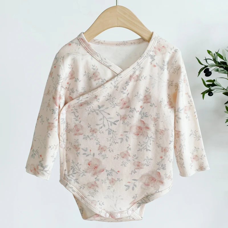 
AustinBella 2021 new arrival baby clothes wholesale boutique baby organic cotton kimono wrap bodysuit baby girls clothes 