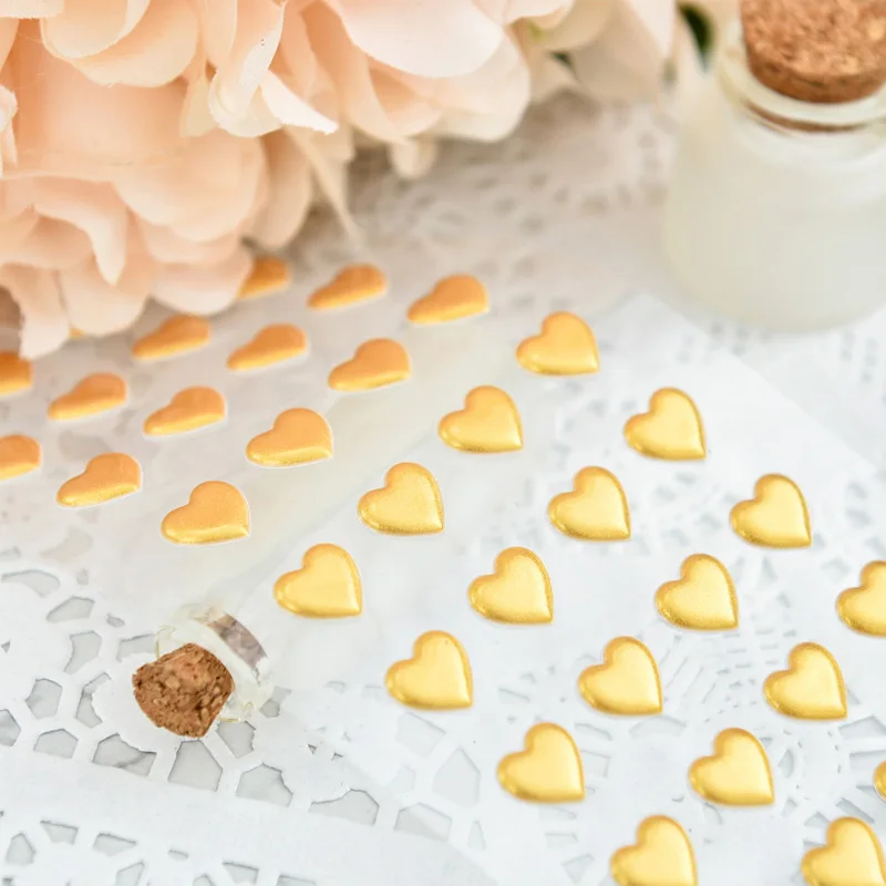 3d foam sticker custom gold stamping heart love puffy sticker foil sticker for scrapbook embellishments