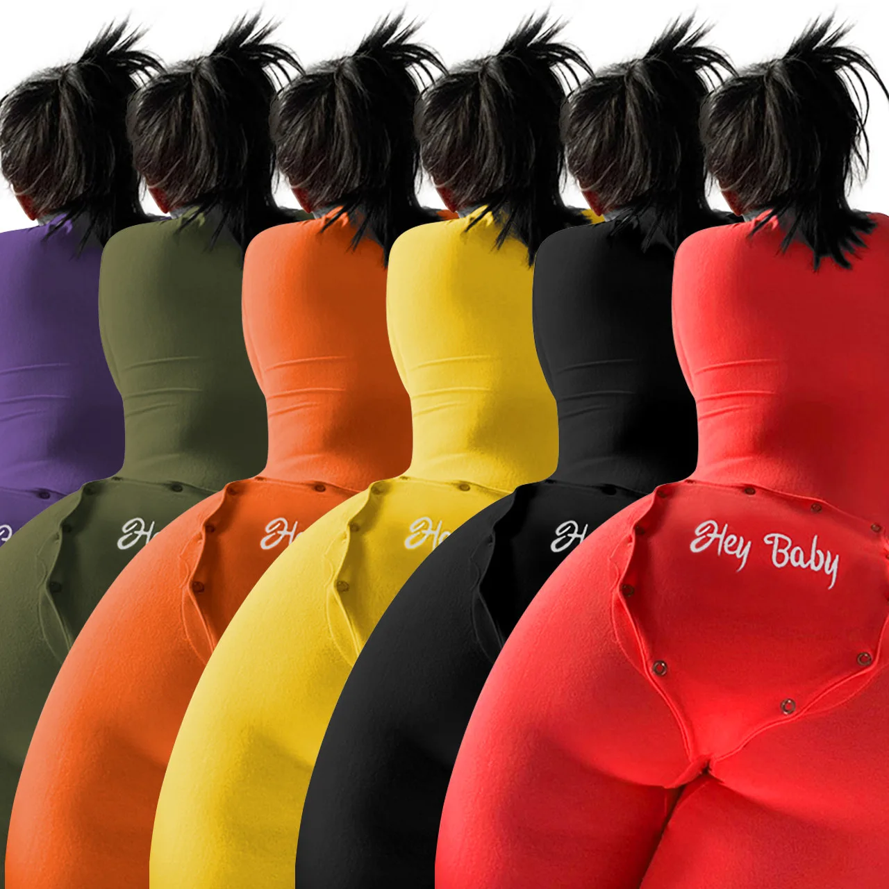 2023 ladies Fall V Neck Buttoned Long Sleeve back open bodysuit Hey baby Embroidery Pants Skinny rompers and Jumpsuits For Women