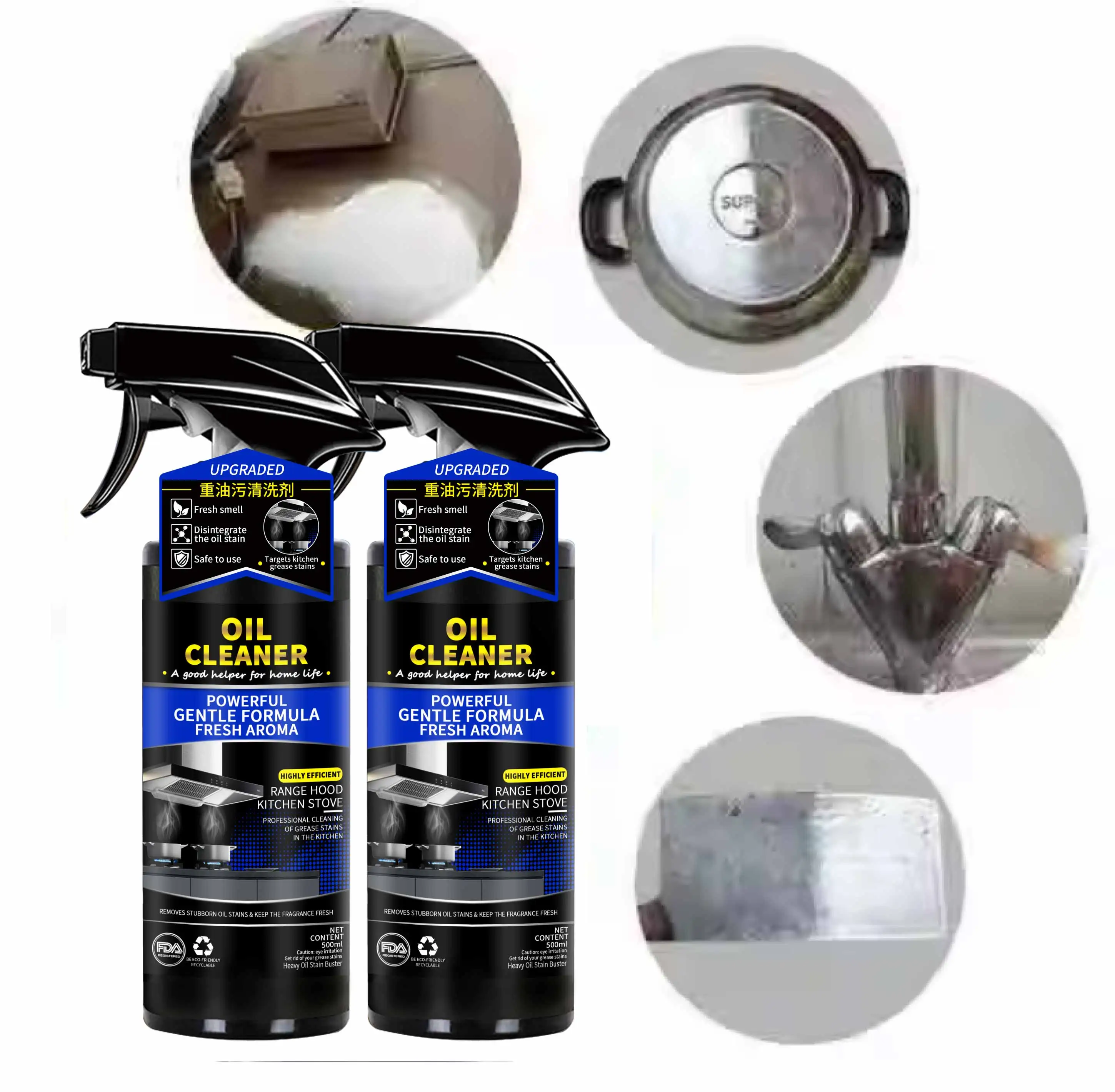 OEM High Quality 500ml Heavy Oil Stain Remover Grease Kitchen Cleaning Spray