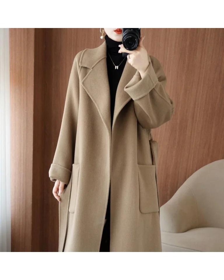 2025 низкая цена оптовая продажа женское осенне-зимнее высококачественное двухстороннее кашемировое утепленное пальто