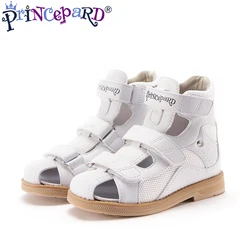 Ортопедические Сандалии Princepard, детская кожаная обувь, белые летние сандалии на плоской подошве
