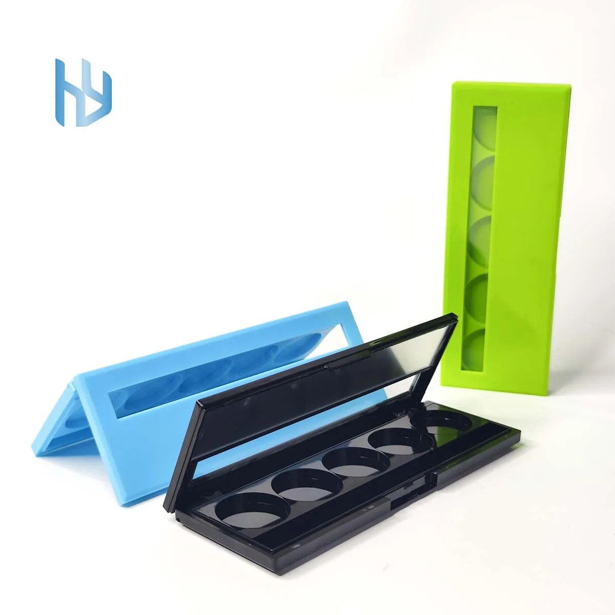 Low MOQ  26.5mm 5Colors Matte Black High Pigmented Shimmer Eyeshadow Case Custom Logo Empty Eyeshadow Palette Case