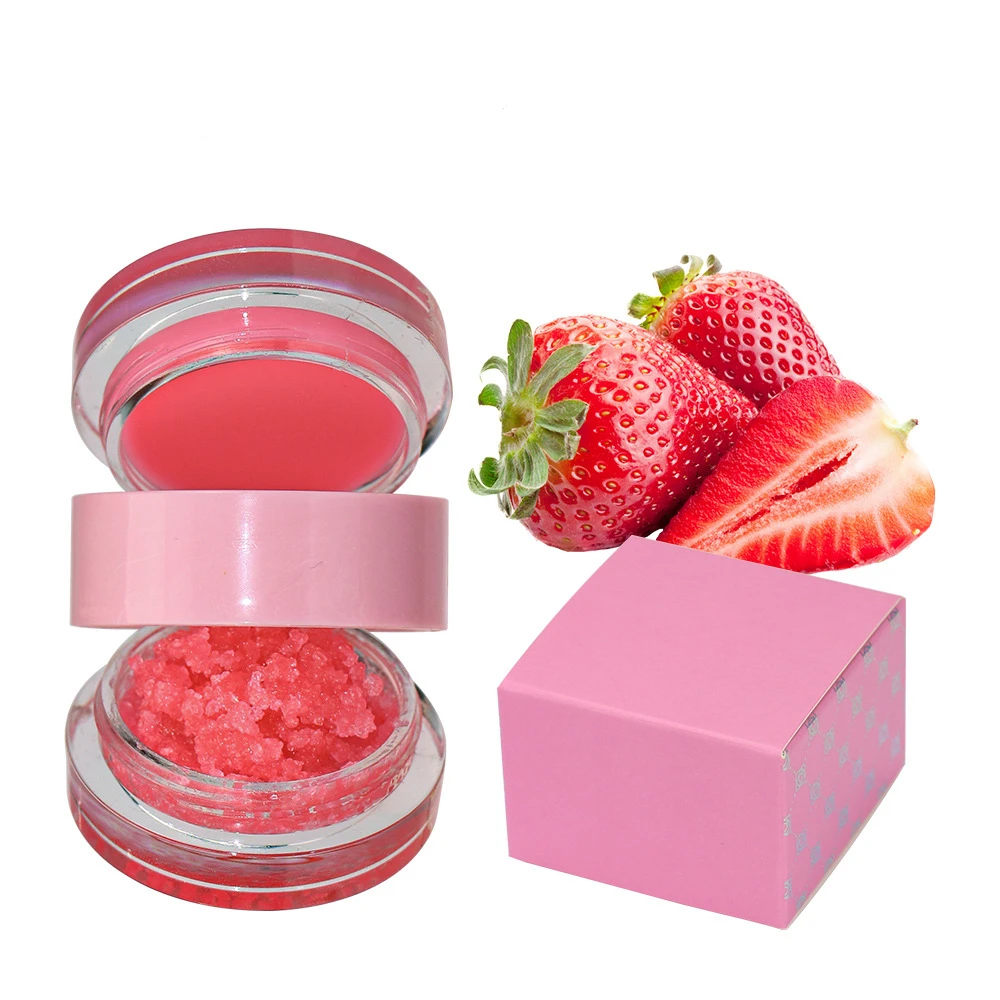 gold pink lid custom Lip Scrub and Lip Balm 2 in 1 Private Label Organic Lip Care balm
