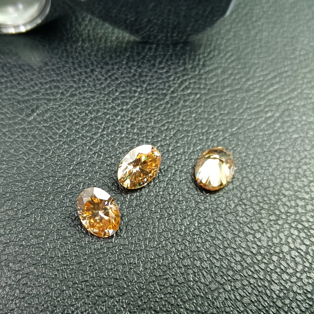 Jewelry Champagne Oval Stone DIY Moissanite Diamond Ring High Quality  Champagne 5*7mm Oval Cut Loose Moissanite