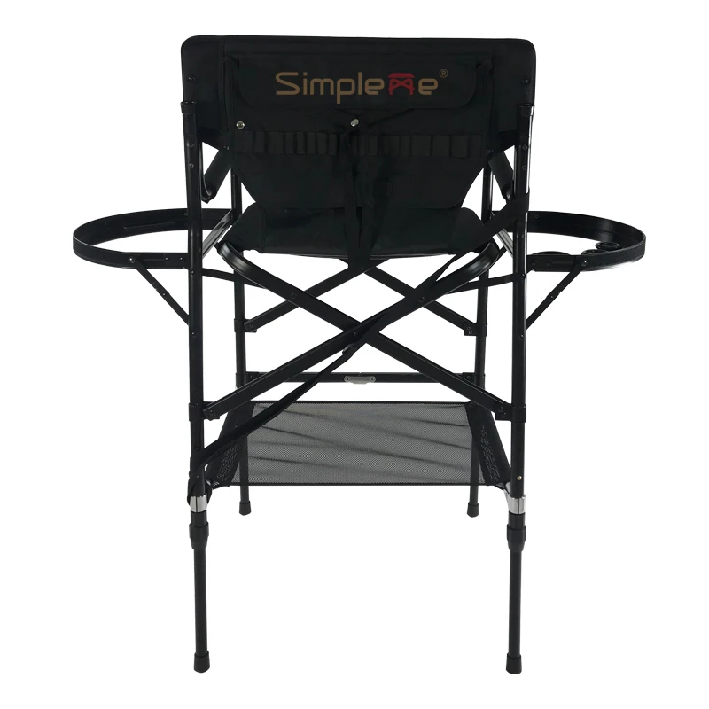 Simpleme Lightweight Aluminum Portable Folding Tall Director Adjustable Makeup Artist Chair With Headrest