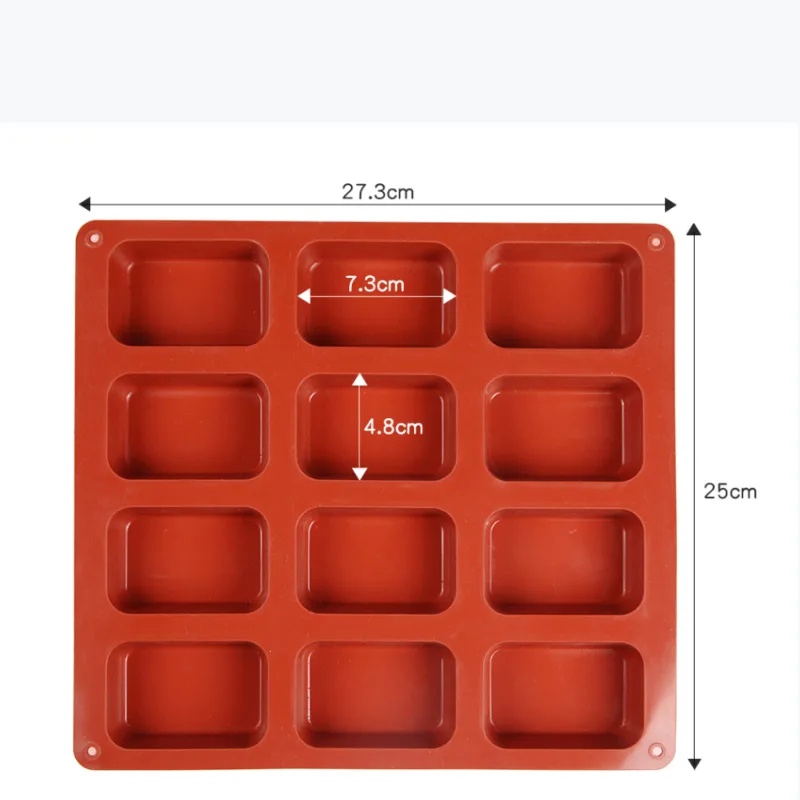 Mini 12 evens Rectangle shape diy handmade soap silicone mold for hotel