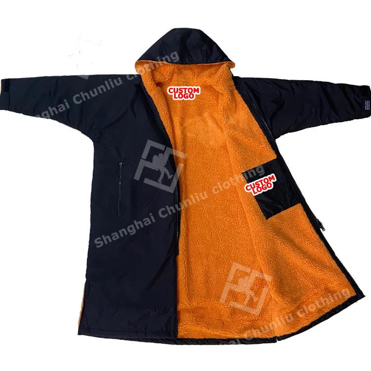 Custom logo Waterproof quick dry Warm sherpa surf poncho towel outdoor changing robe