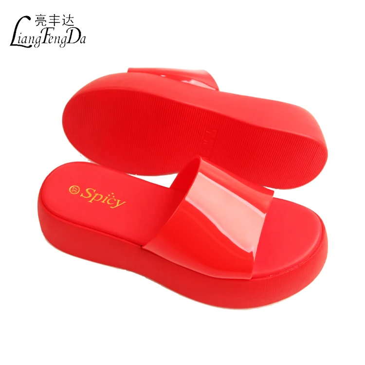 Summer New Design Platform Slippers for Women Fashion Trend Increase Jelly Sandals Fancy Little Girls PU Opp Bag Female Flat-221