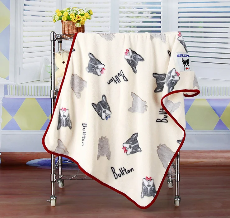 High quality 100% polyester super soft custom printed large flannel coral fleece mink dog cat pet blanket
