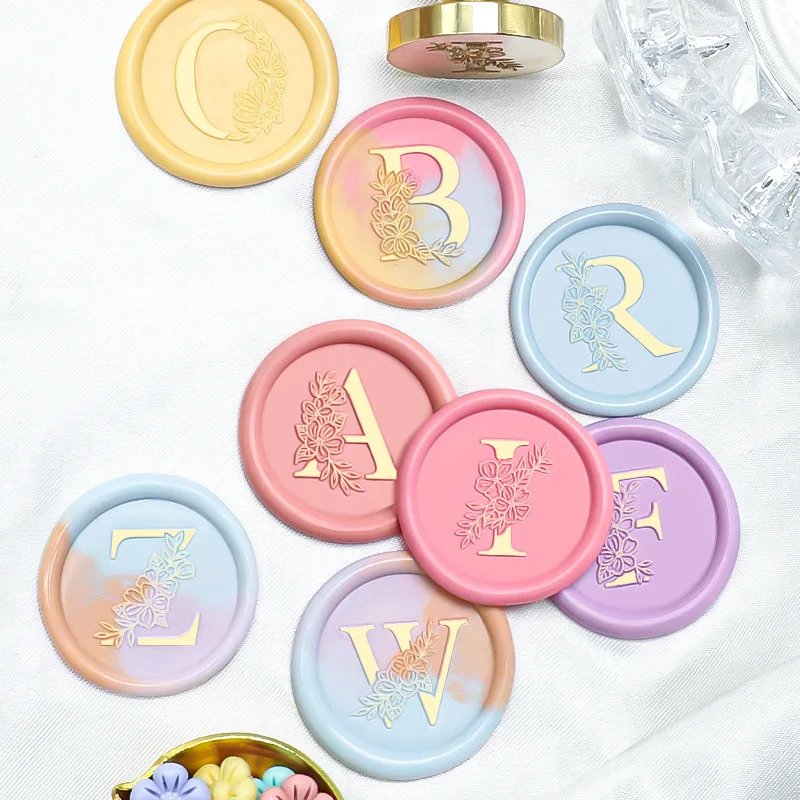 Golden Retro Wooden 26 Alphabet Letter A-Z Initial Wax Classic Sealing Wax Seal Stamp