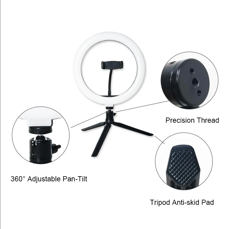 10 Inch Led Selfie Photographic Lighting Dimmable Selfie Ring Fill Light With Tripod Stand Ring Light