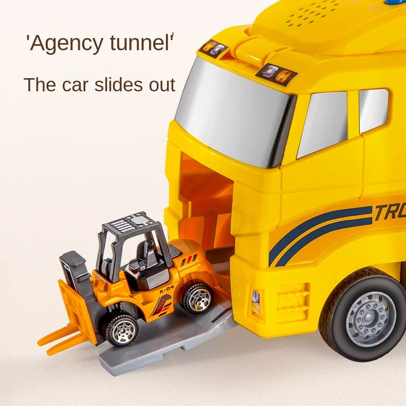 Engineering Construction Truck Simulation Fire Engine Vehicle City Transport Kids Die cast Model Toys Set Alloy Pull Back Cars