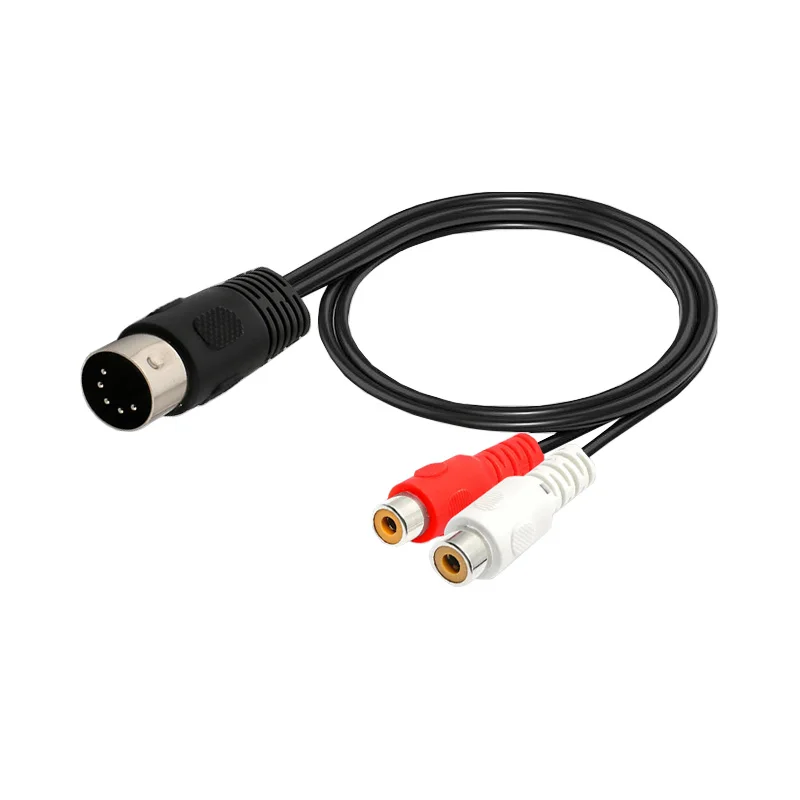 Midi Din 5 7 8 Pin Cable to Double Lotus 2RCA Jack Power Amplifier Audio Equipment Adapter For Stereo Home Theater